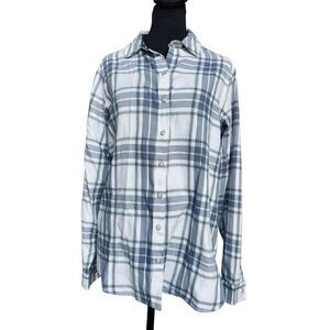 NWT Jachs Girlfriend Plaid pearl snap Front Shirt Small Blue White Lightweight